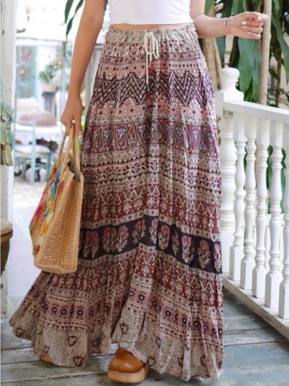 💮Vintage Multicolor Bohemian Maxi Skirt💮
